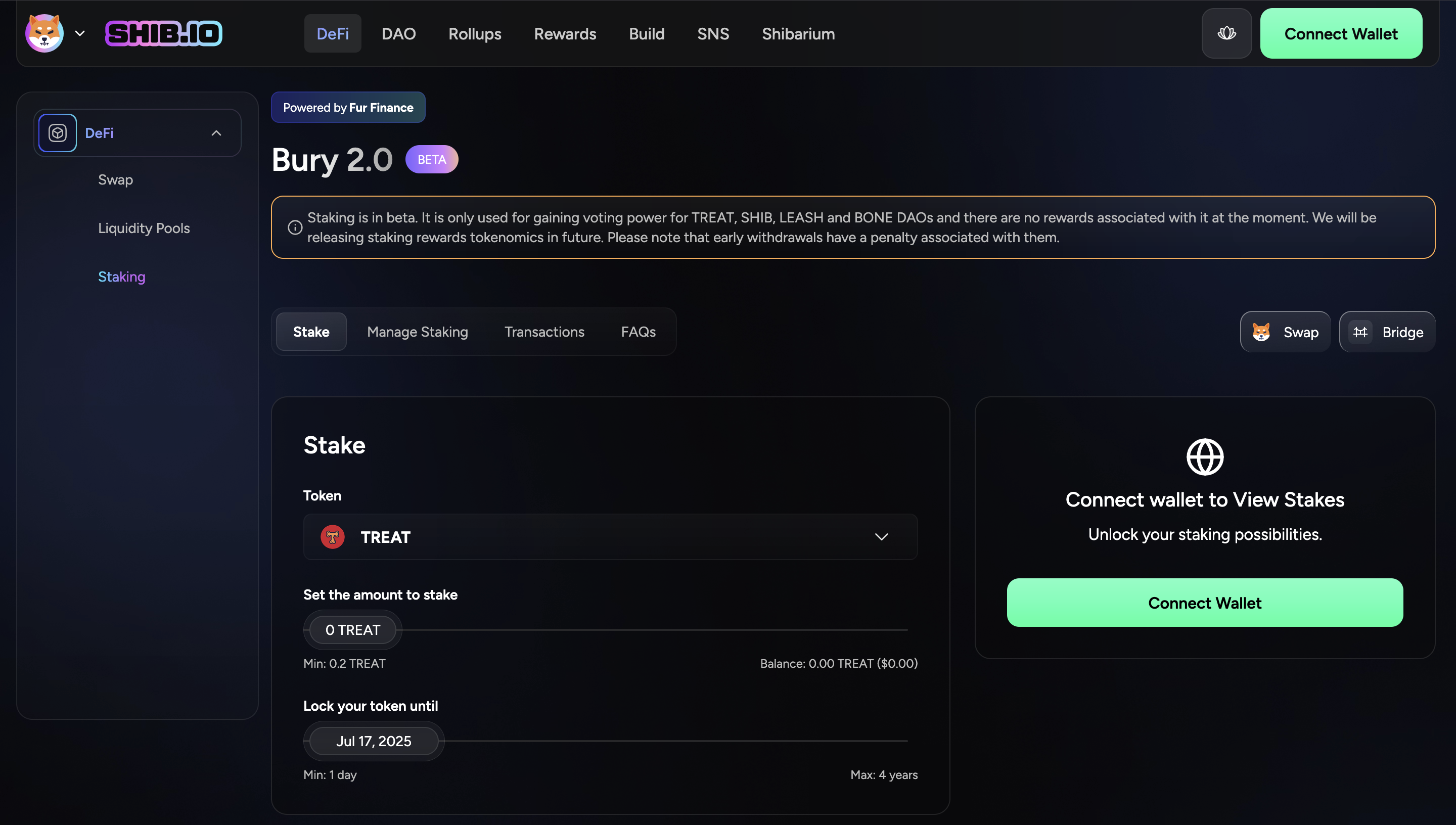 Staking homepage