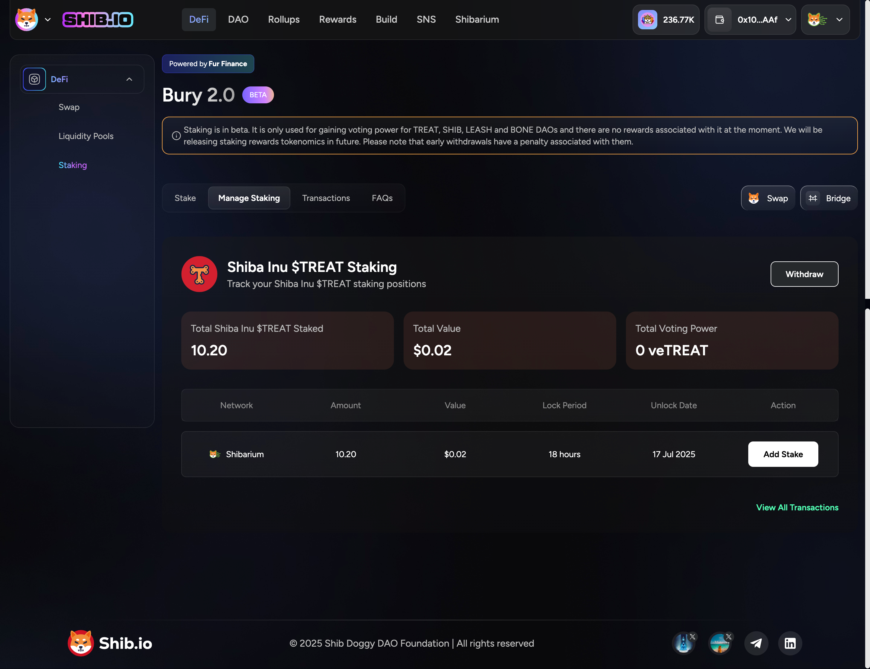 Manage Staking