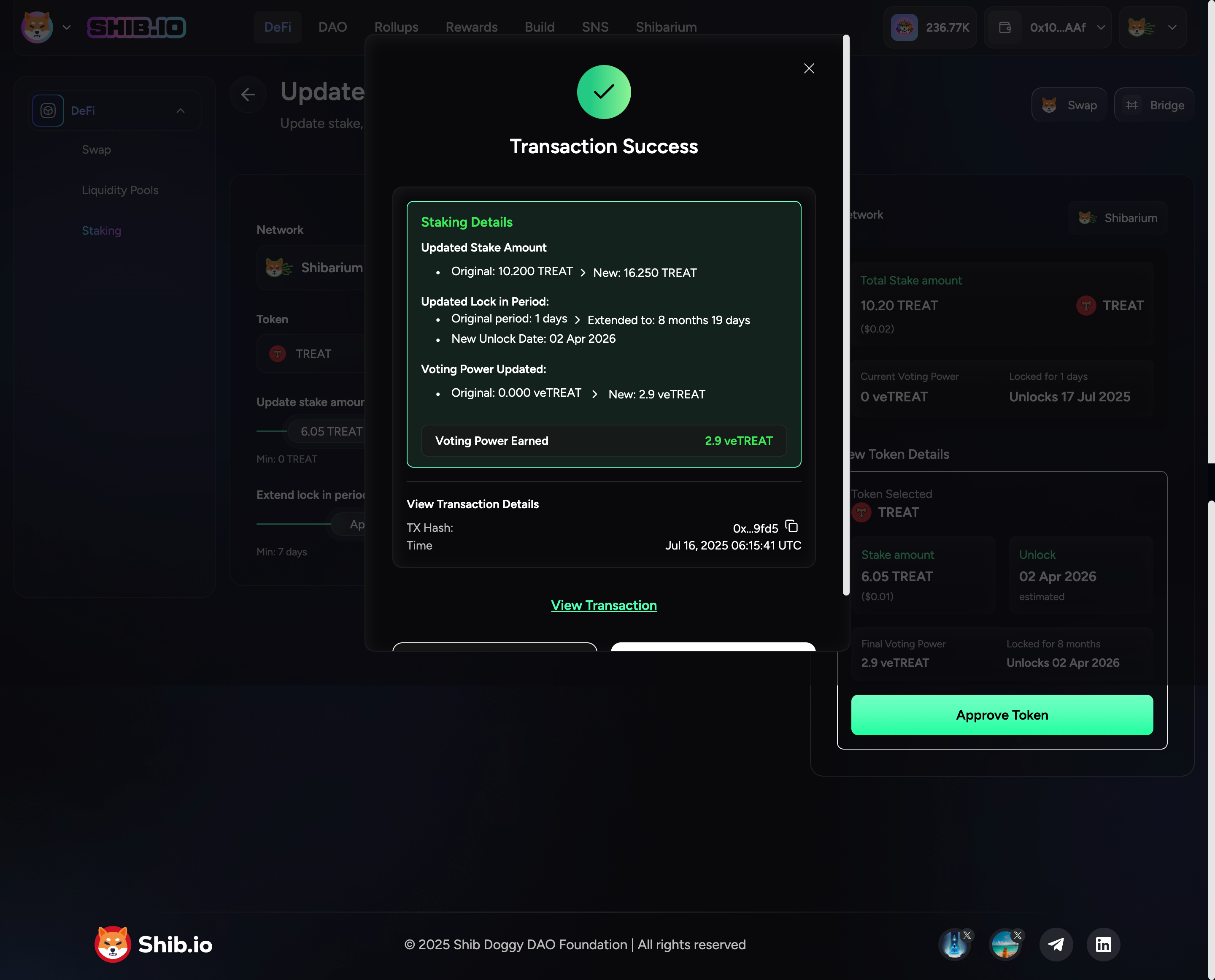 Update Staking Success